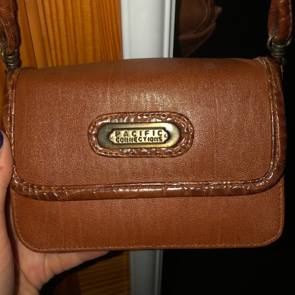 Leather and fake crocodile cross body/ clutch
